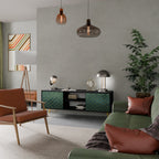 TESSELATED GREENERY Mueble de TV de 2 Puertas en Acabado Negro