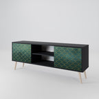 TESSELATED GREENERY Mueble de TV de 2 Puertas en Acabado Negro