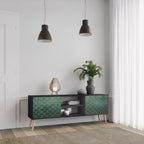 TESSELATED GREENERY Mueble de TV de 2 Puertas en Acabado Negro