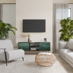 TESSELATED GREENERY Mueble de TV de 2 Puertas en Acabado Negro