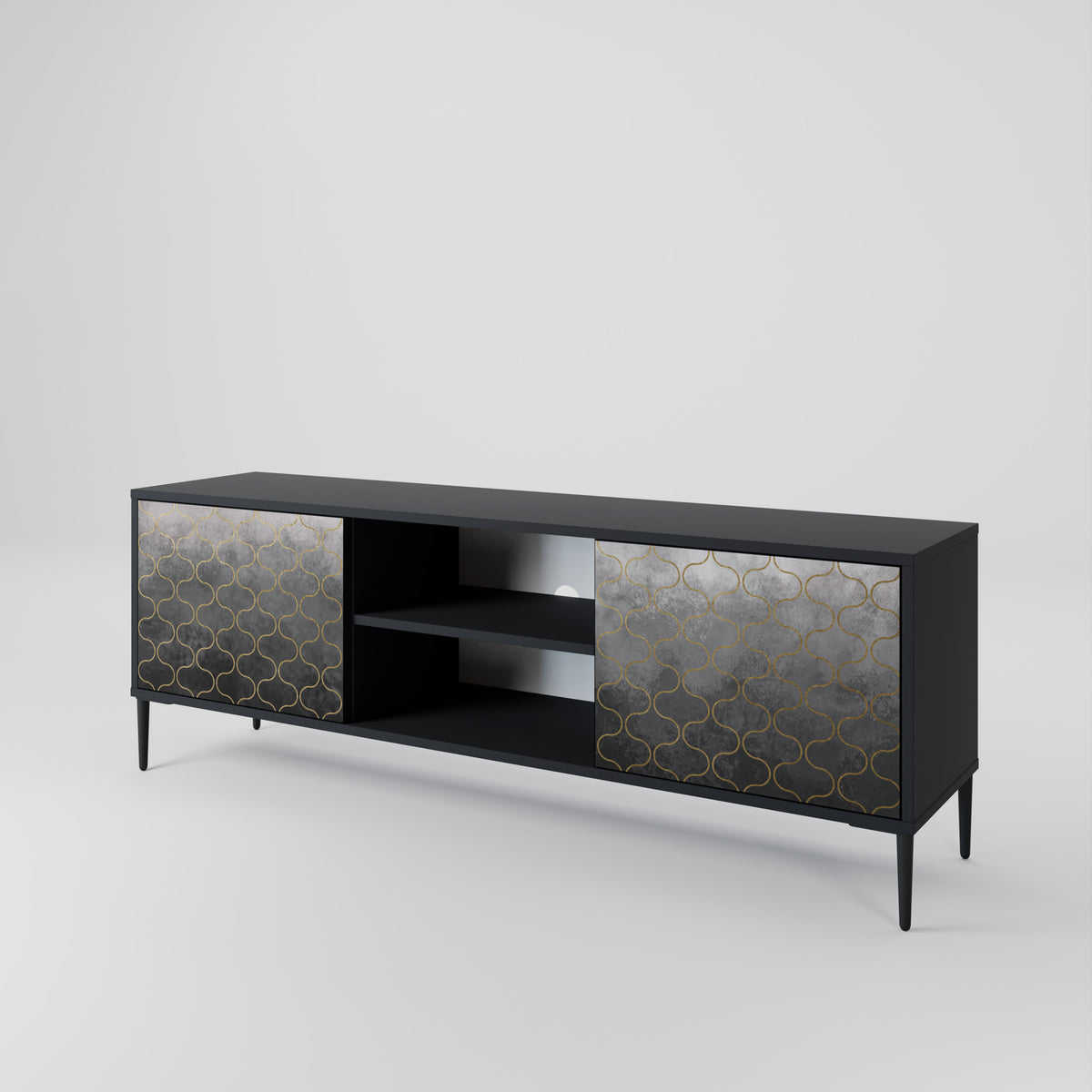 TESSELATED GRAYISH Mueble de TV de 2 Puertas