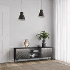 TESSELATED GRAYISH Mueble de TV de 2 Puertas en Acabado Negro