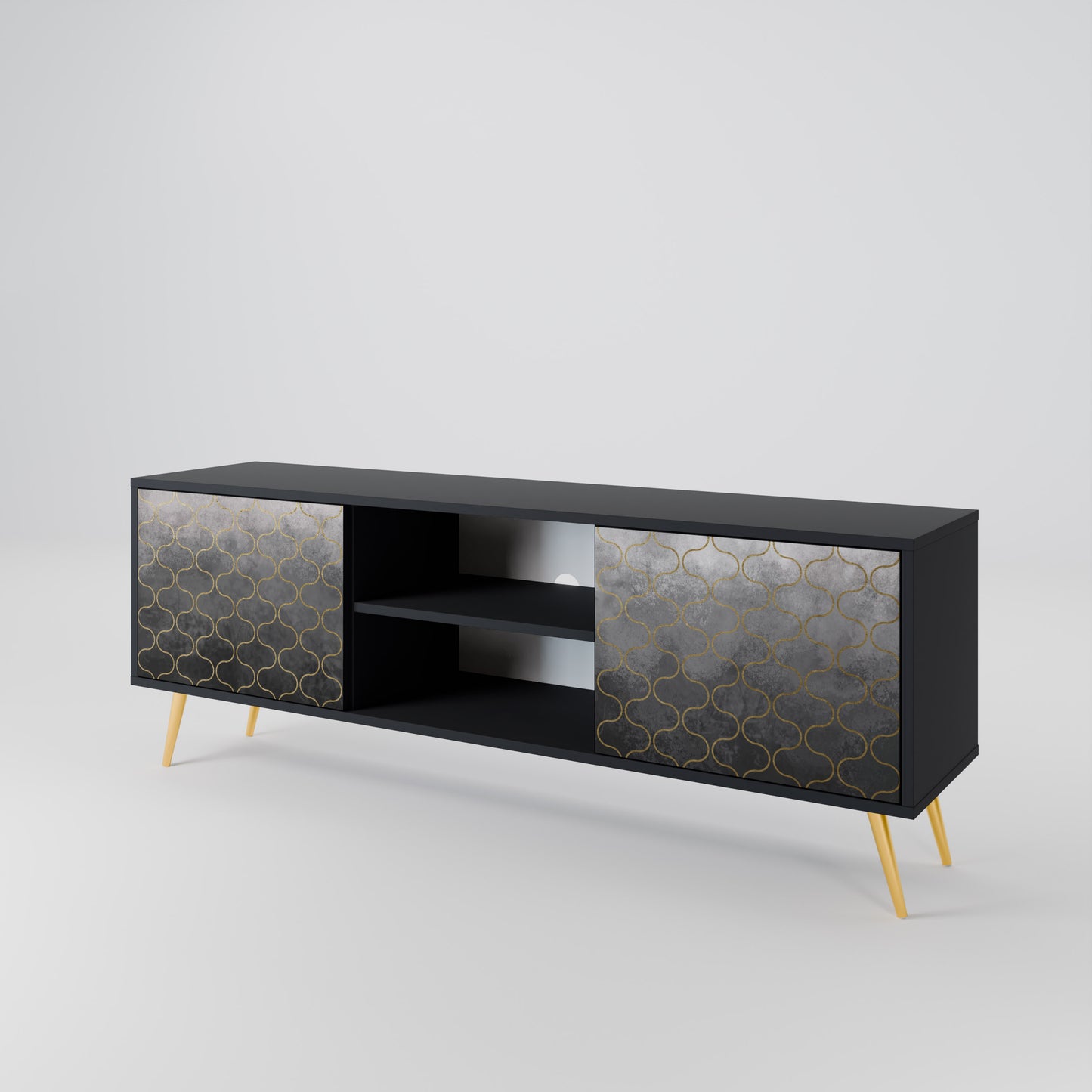 TESSELATED GRAYISH Mueble de TV de 2 Puertas