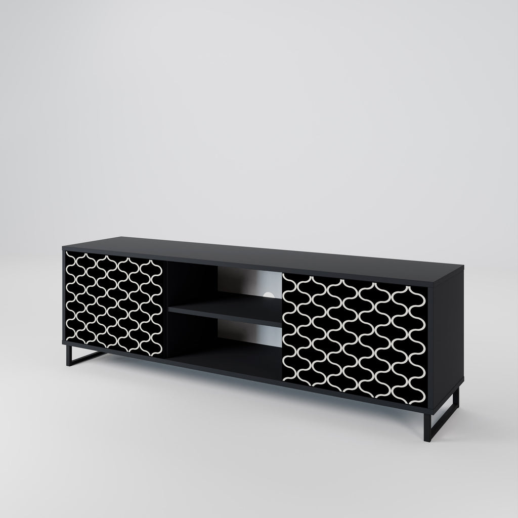 Mueble para TV de 2 puertas TESSELATED BLACKNESS con acabado negro