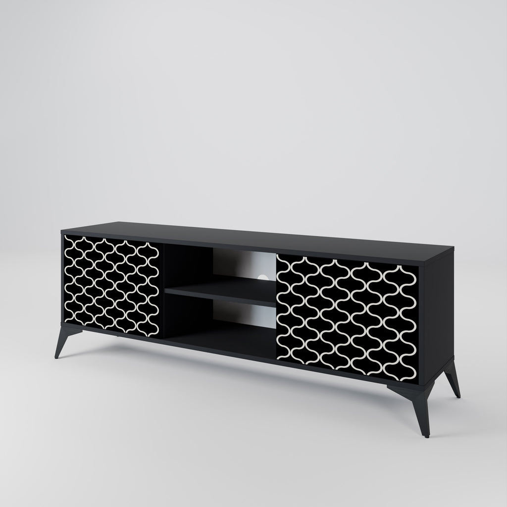 Mueble para TV de 2 puertas TESSELATED BLACKNESS con acabado negro