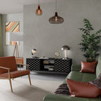 TESSELATED BLACKNESS Mueble de TV de 2 Puertas en Acabado Negro