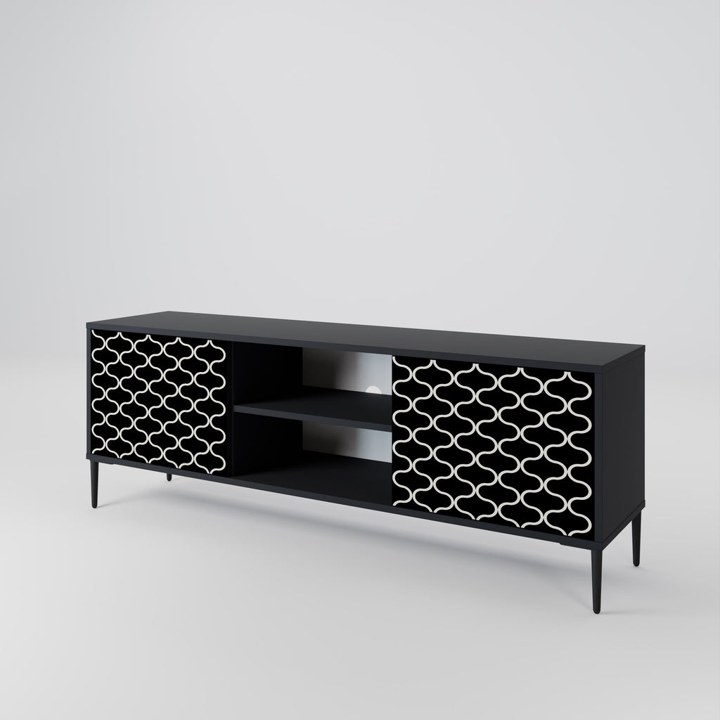 Mueble para TV de 2 puertas TESSELATED BLACKNESS con acabado negro