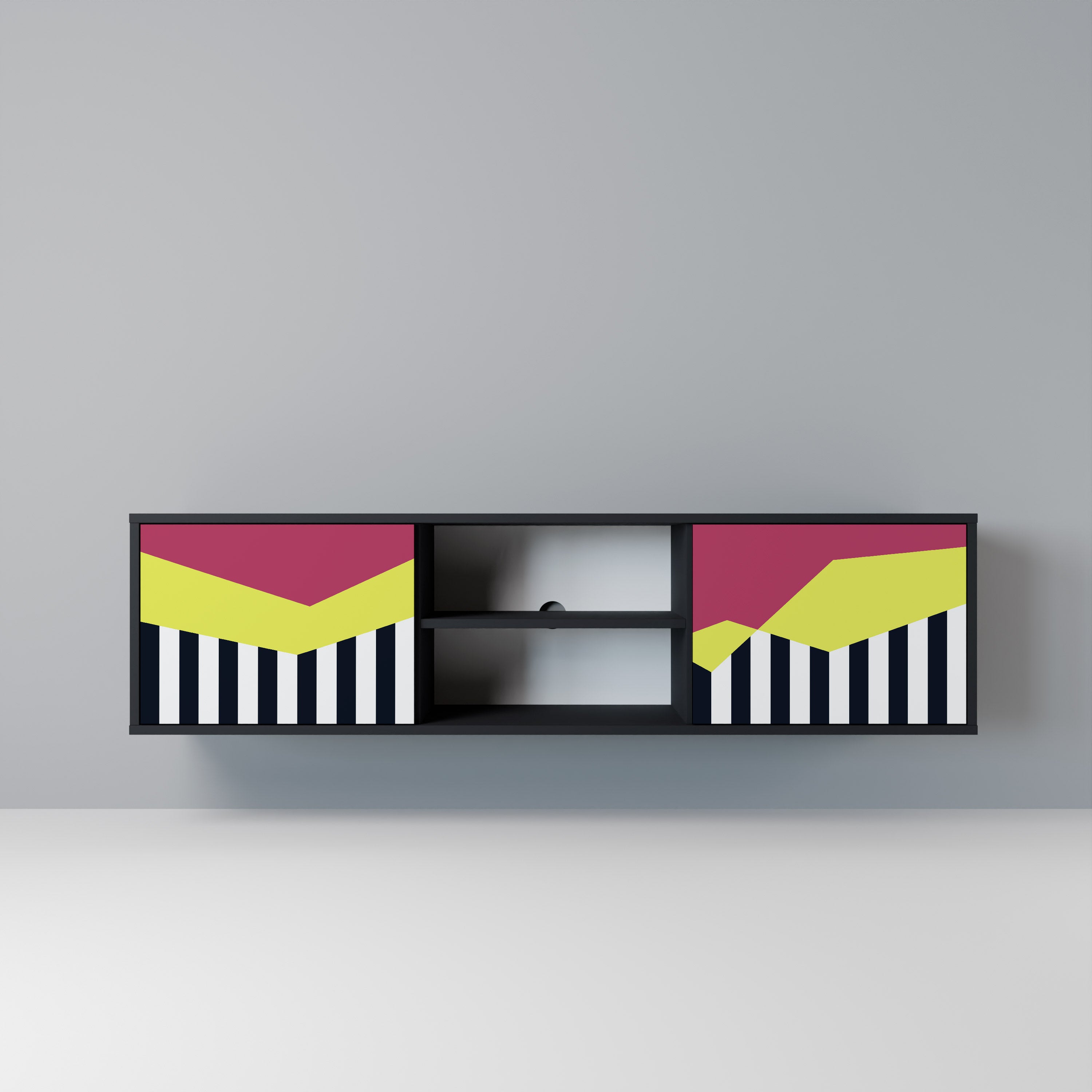 Mueble de TV PIANO FANTASY de 2 puertas con acabado negro