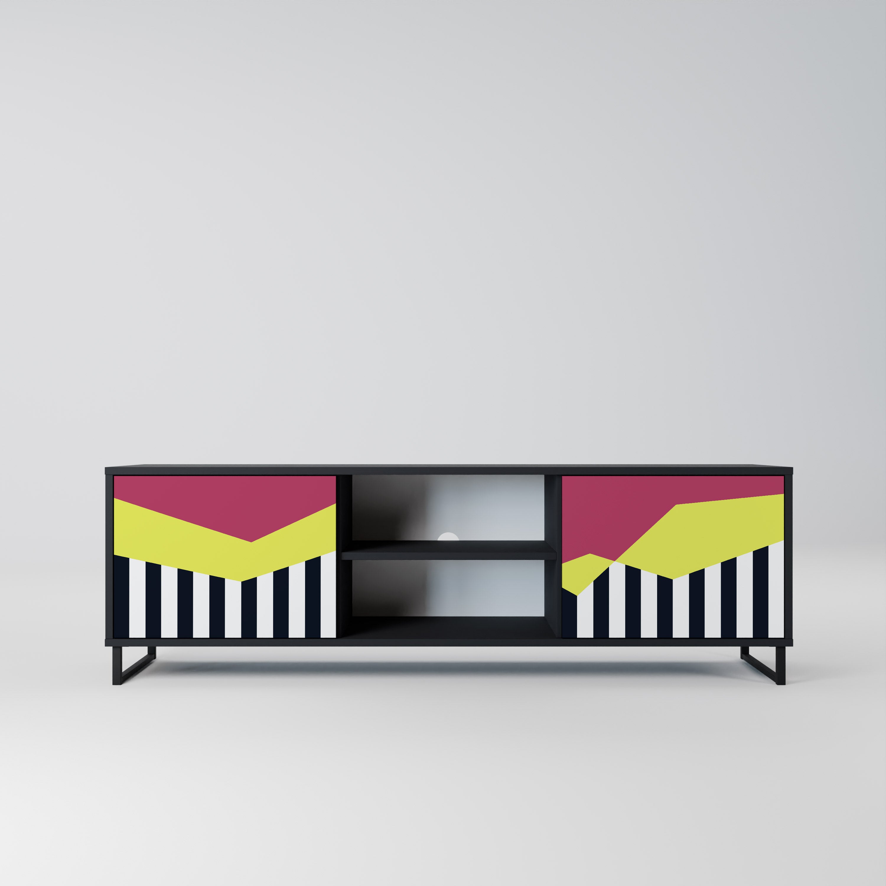 Mueble de TV PIANO FANTASY de 2 puertas con acabado negro