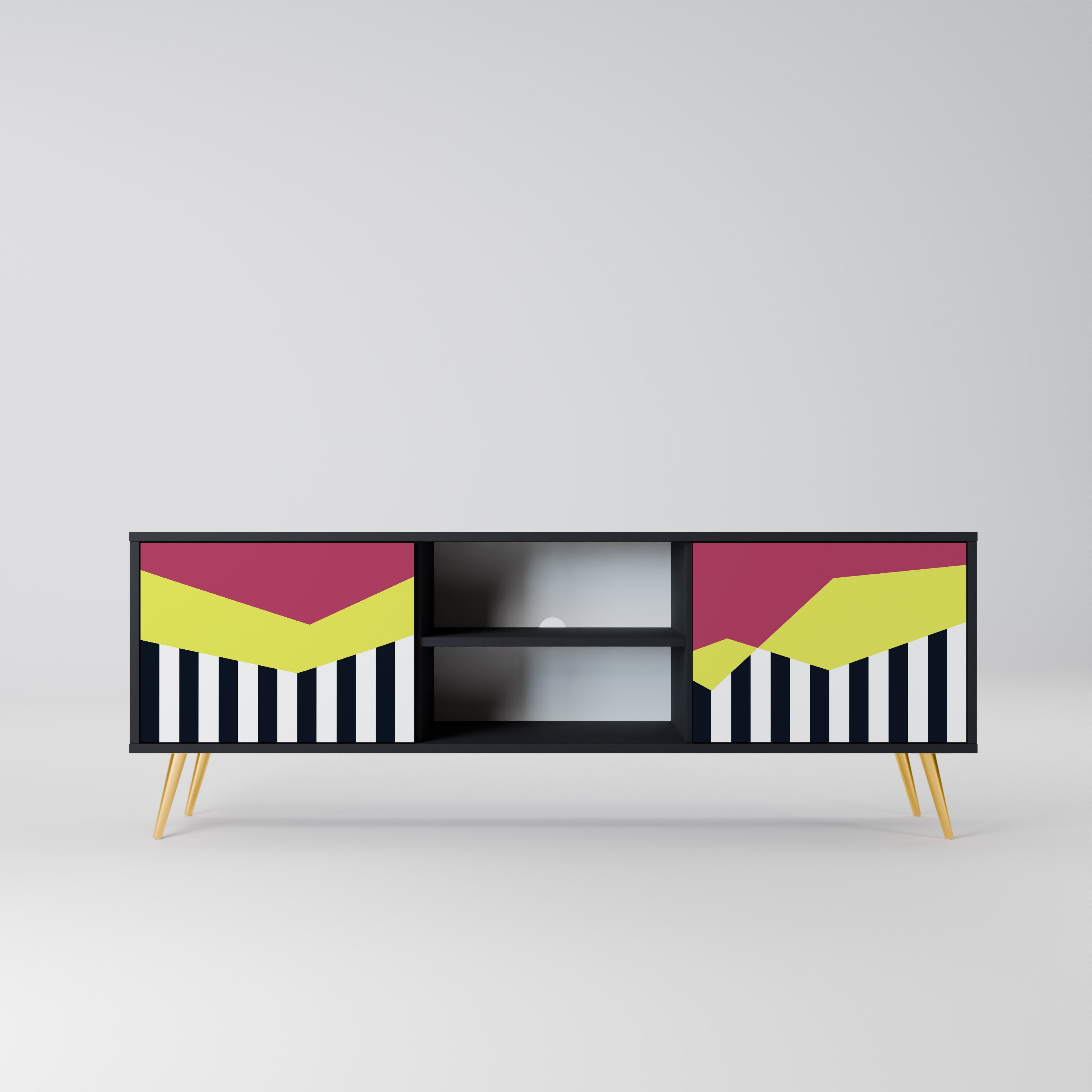 Mueble de TV PIANO FANTASY de 2 puertas con acabado negro