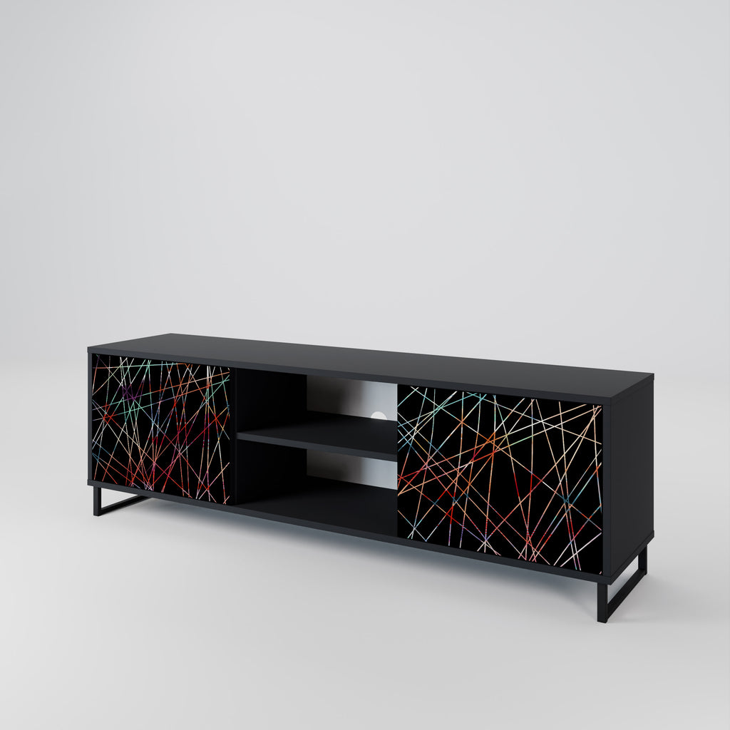 Mueble de TV de 2 puertas LUMINOUS SNARE con acabado negro