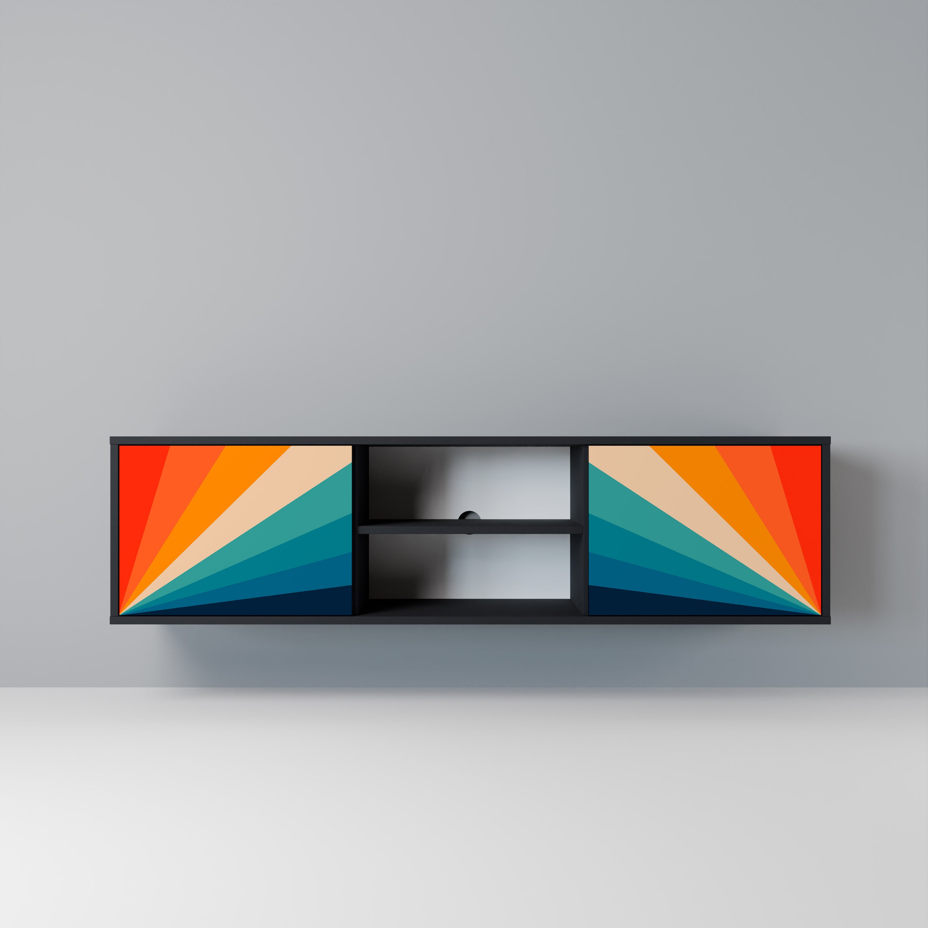 Mueble de TV PRISM CONCUSSION de 2 puertas con acabado negro