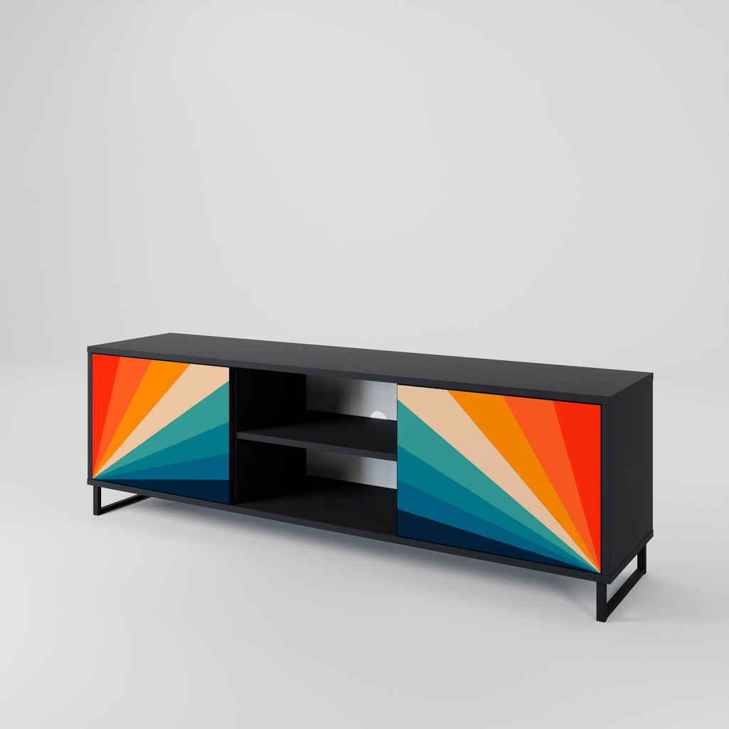 Mueble de TV PRISM CONCUSSION de 2 puertas con acabado negro