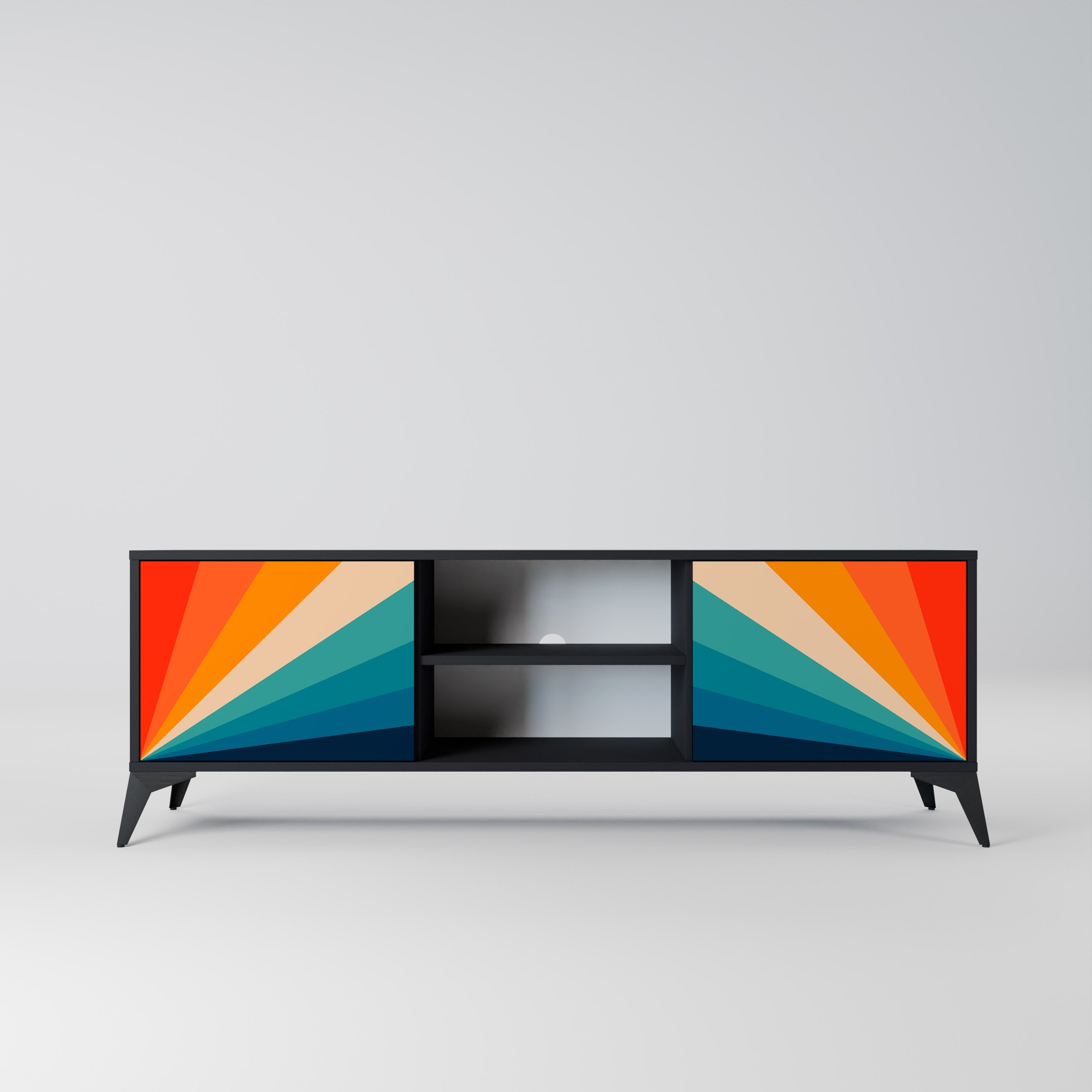 Mueble de TV PRISM CONCUSSION de 2 puertas con acabado negro