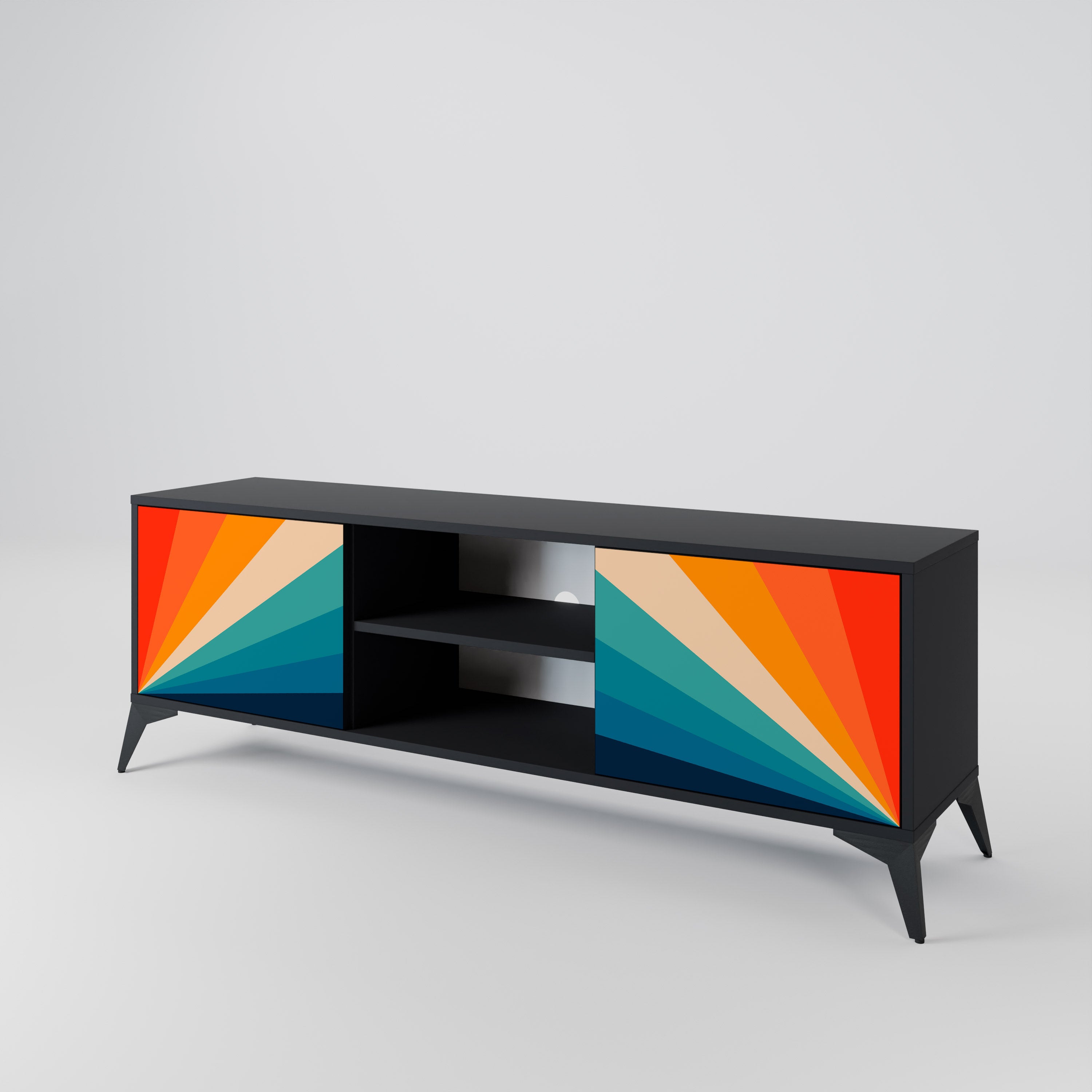 Mueble de TV PRISM CONCUSSION de 2 puertas con acabado negro