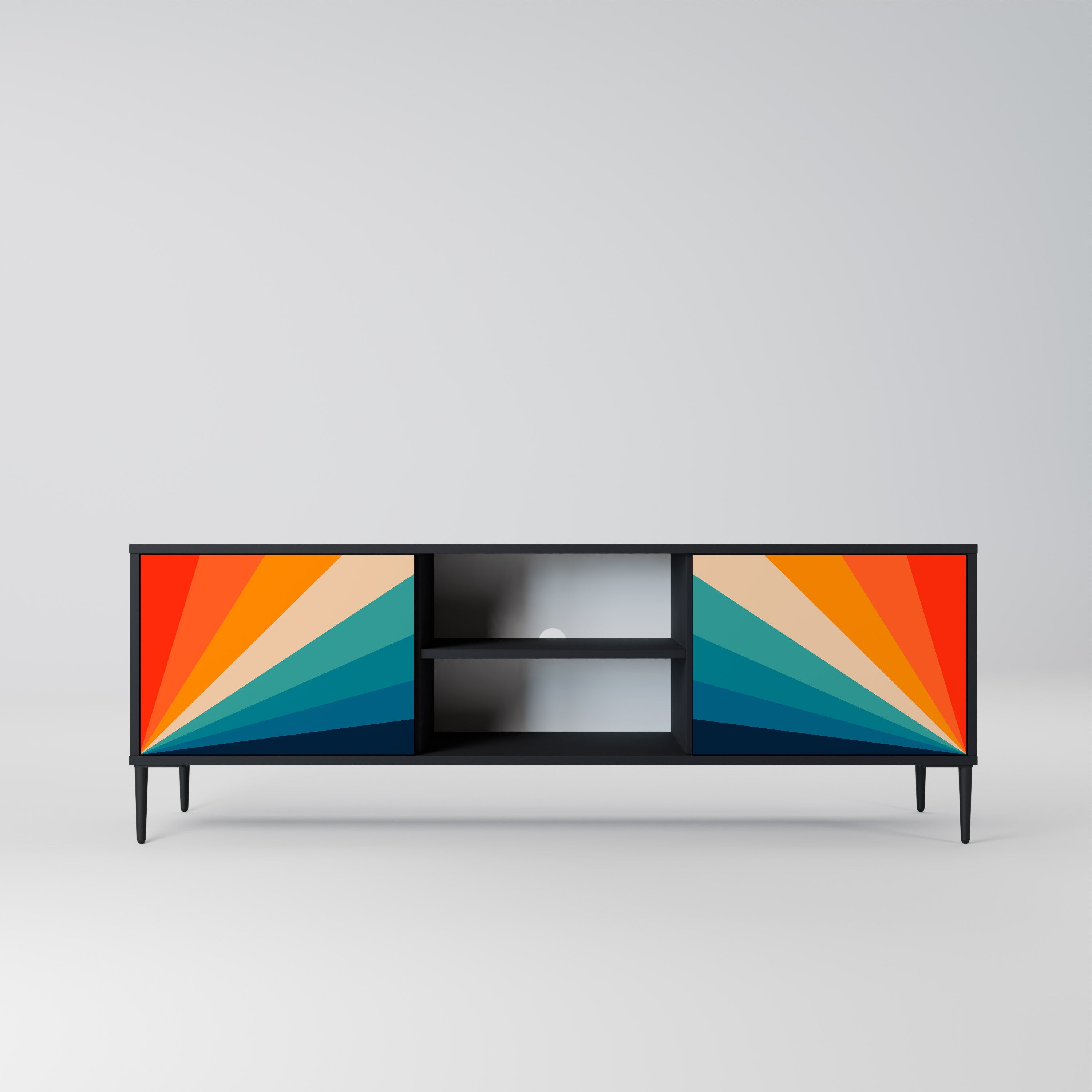 Mueble de TV PRISM CONCUSSION de 2 puertas con acabado negro