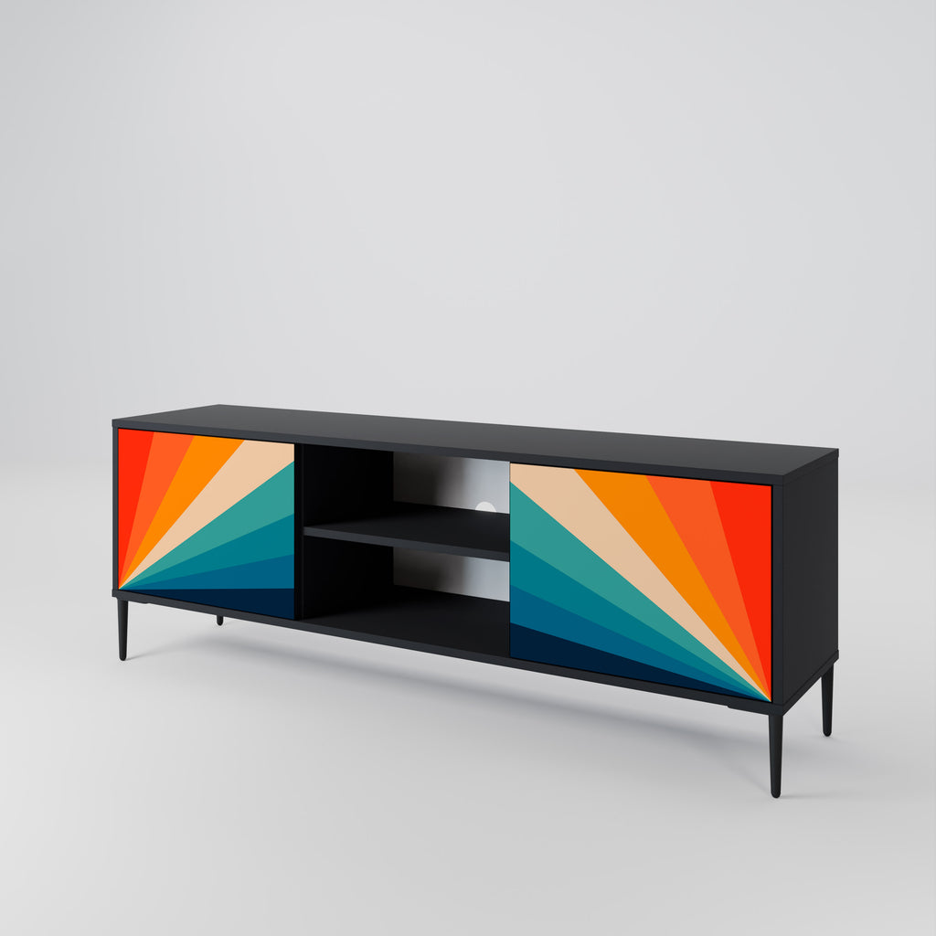 Mueble de TV PRISM CONCUSSION de 2 puertas con acabado negro