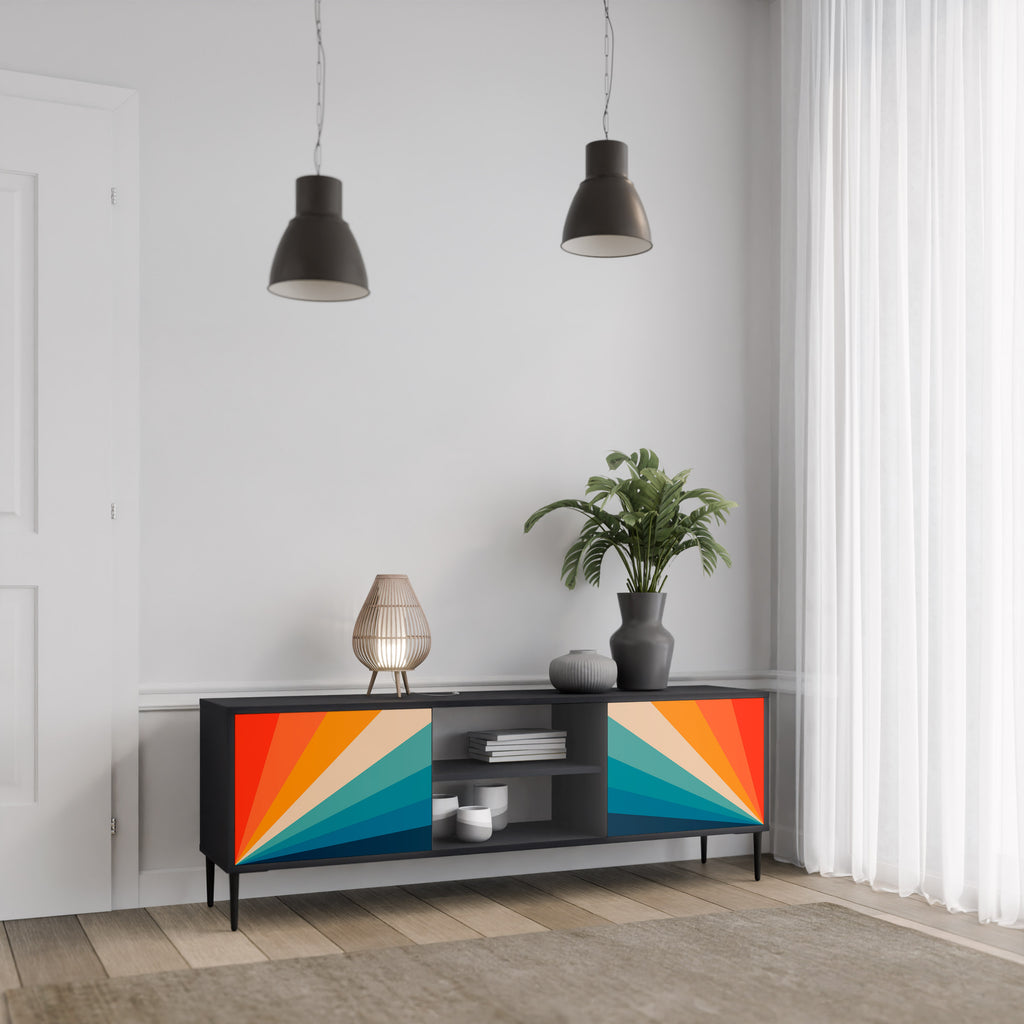 Mueble de TV PRISM CONCUSSION de 2 puertas con acabado negro