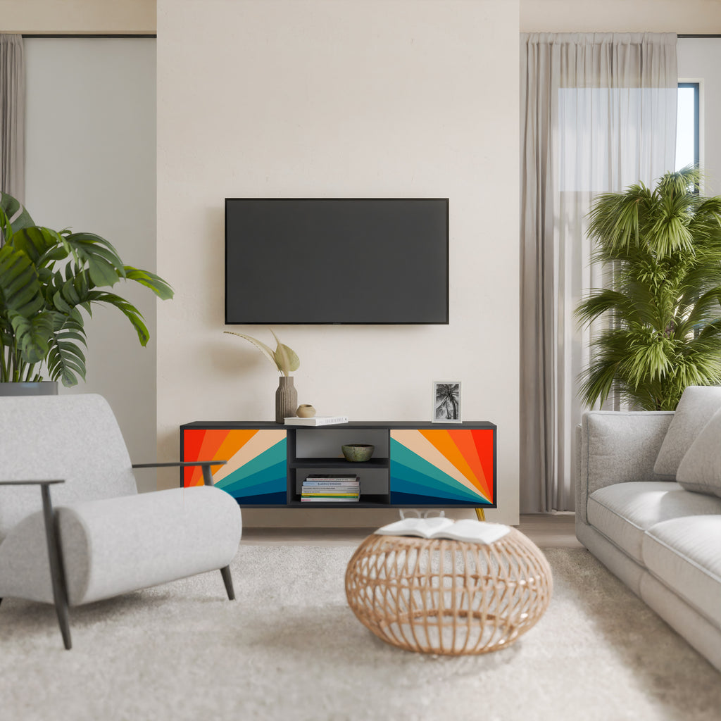 Mueble de TV PRISM CONCUSSION de 2 puertas con acabado negro