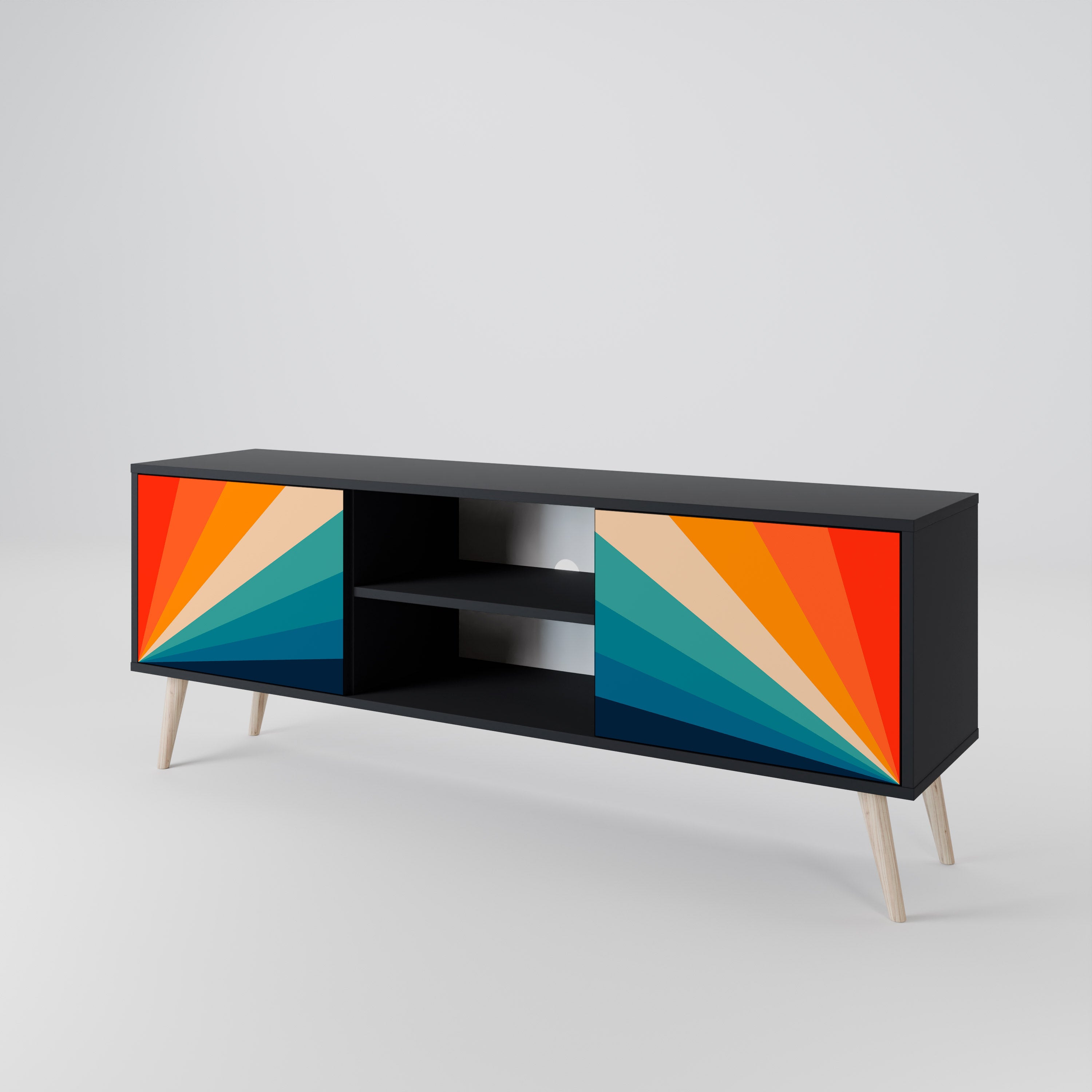 Mueble de TV PRISM CONCUSSION de 2 puertas con acabado negro