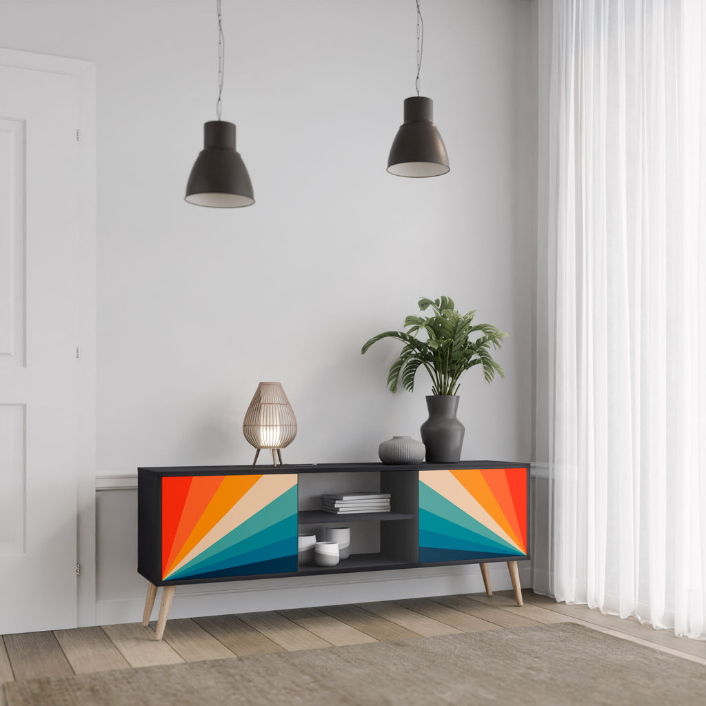 Mueble de TV PRISM CONCUSSION de 2 puertas con acabado negro