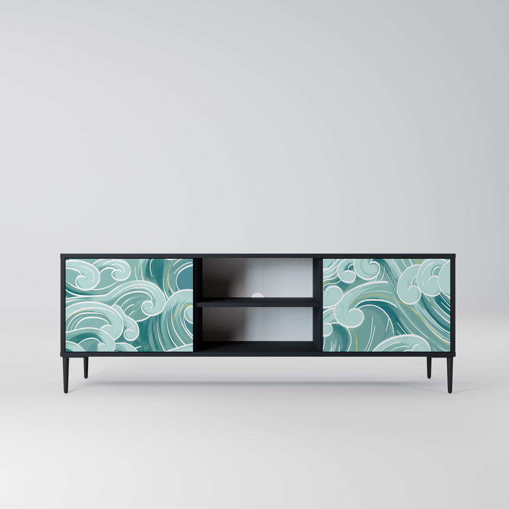 Mueble de TV ASIAN SWAY de 2 puertas con acabado negro