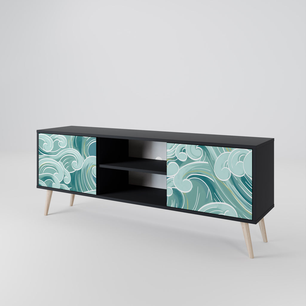 Mueble de TV ASIAN SWAY de 2 puertas con acabado negro