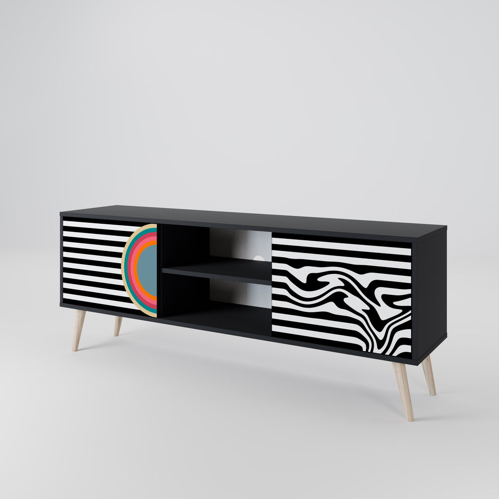 Mueble de TV de 2 puertas SPECTRA SHOWCASE con acabado negro