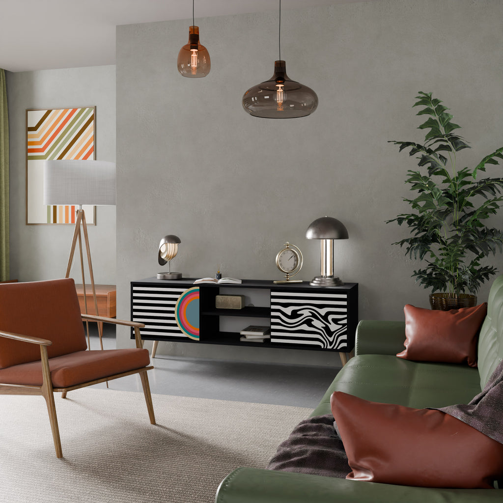 Mueble de TV de 2 puertas SPECTRA SHOWCASE con acabado negro