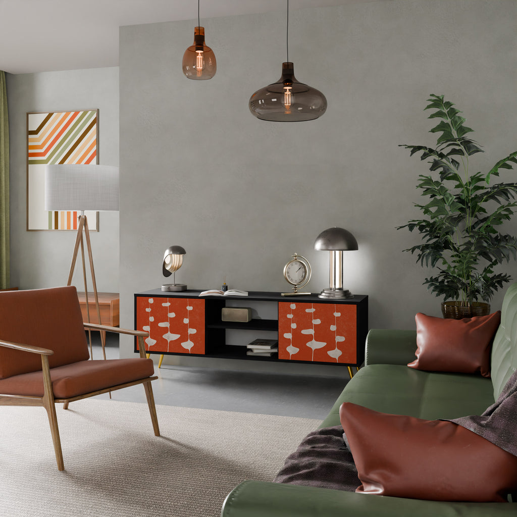 Mueble de TV de 2 puertas COURAGE MOLD con acabado negro