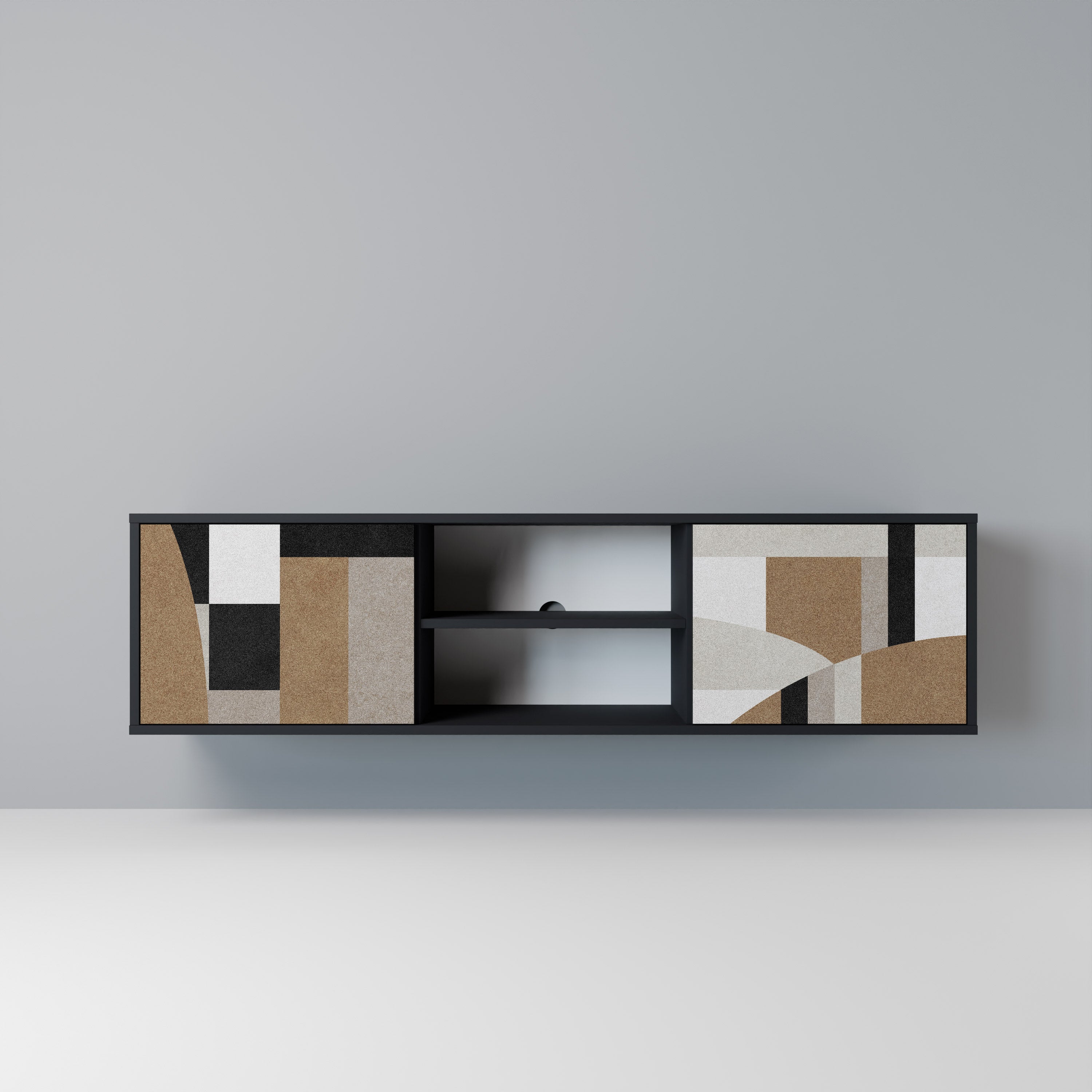 Mueble de TV DELICATE MEMENTO de 2 puertas con acabado negro