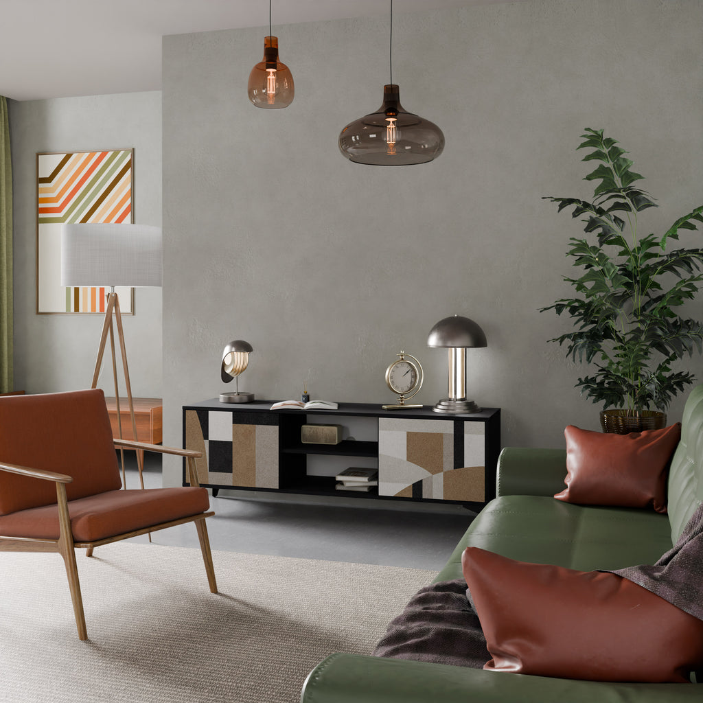 Mueble de TV DELICATE MEMENTO de 2 puertas con acabado negro