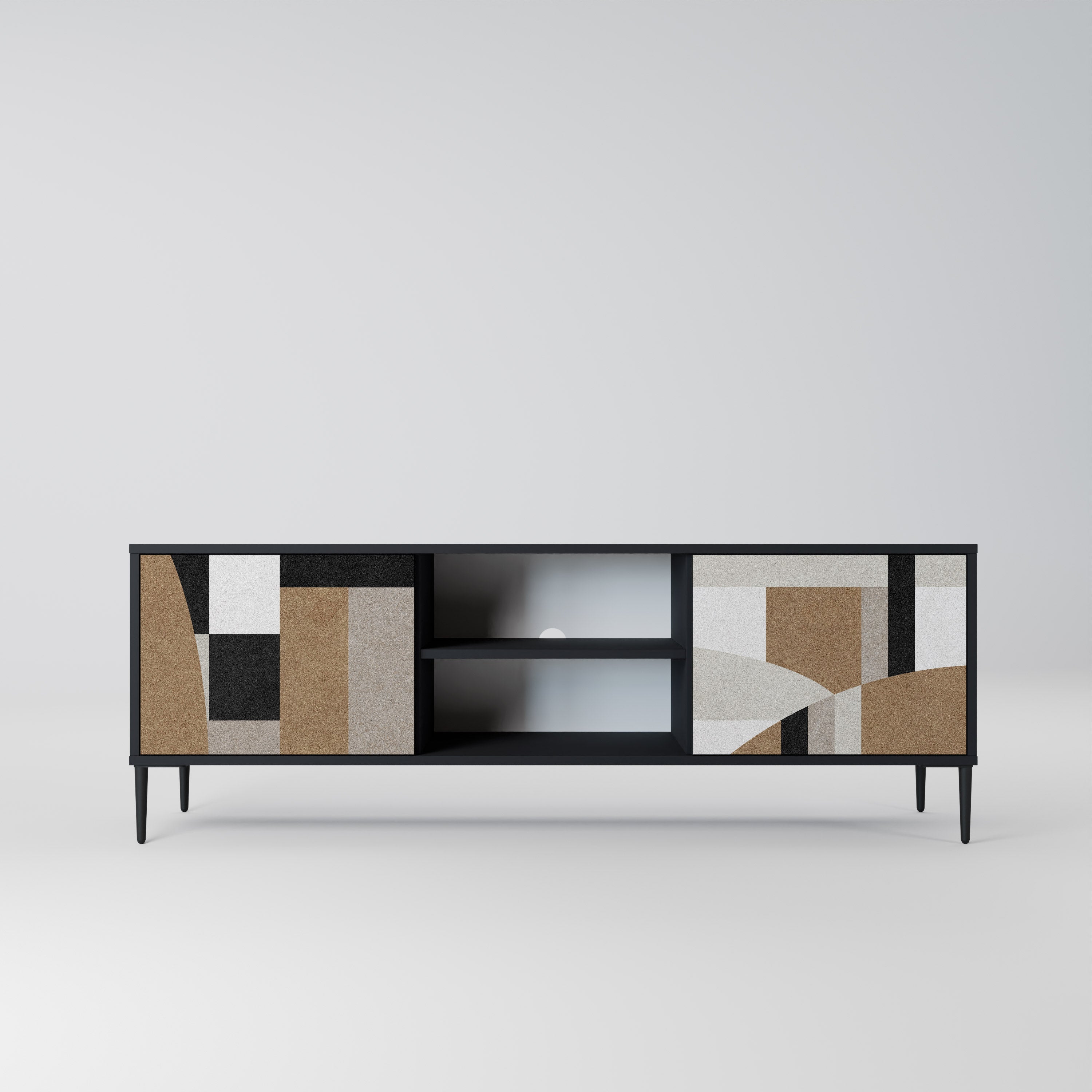 Mueble de TV DELICATE MEMENTO de 2 puertas con acabado negro