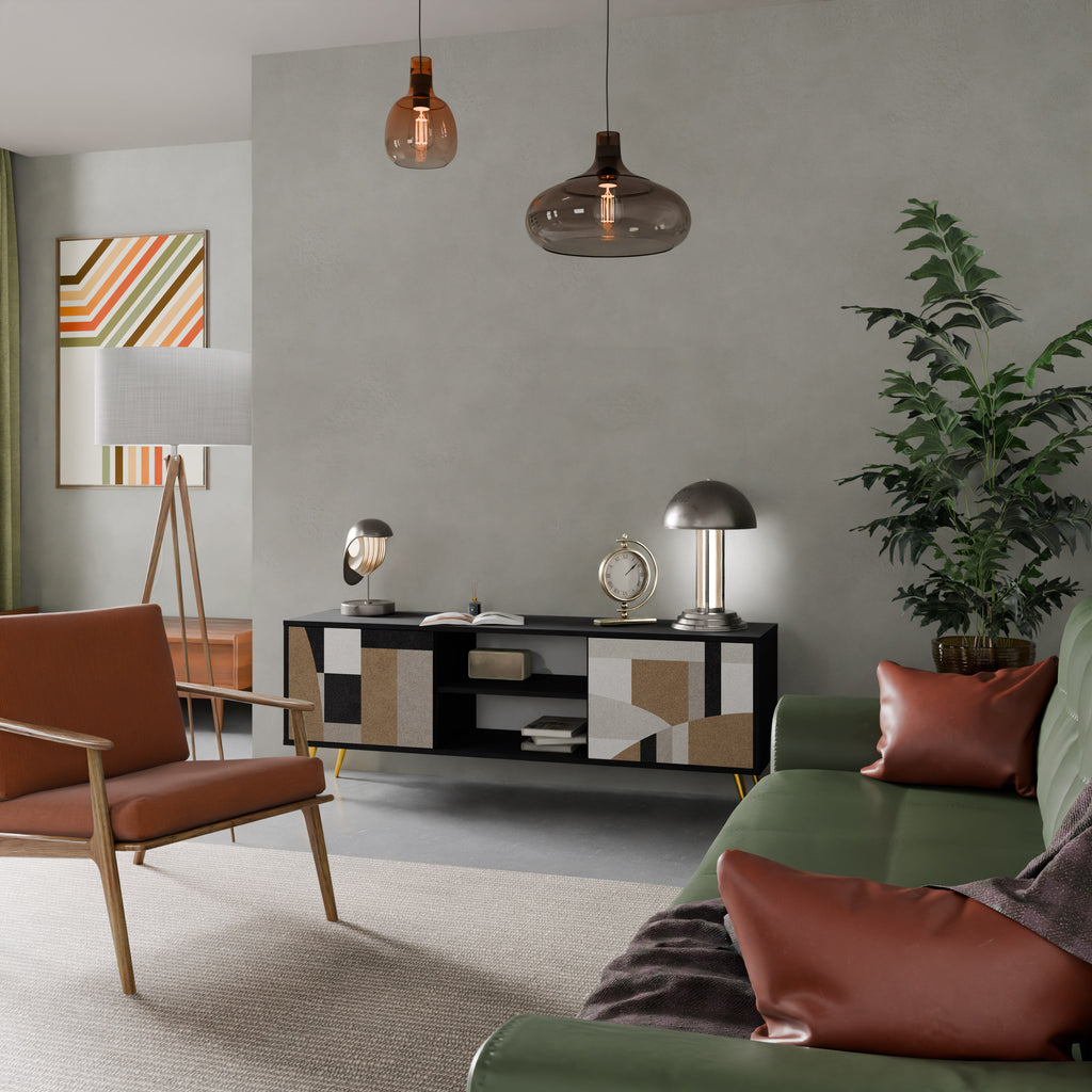 Mueble de TV DELICATE MEMENTO de 2 puertas con acabado negro