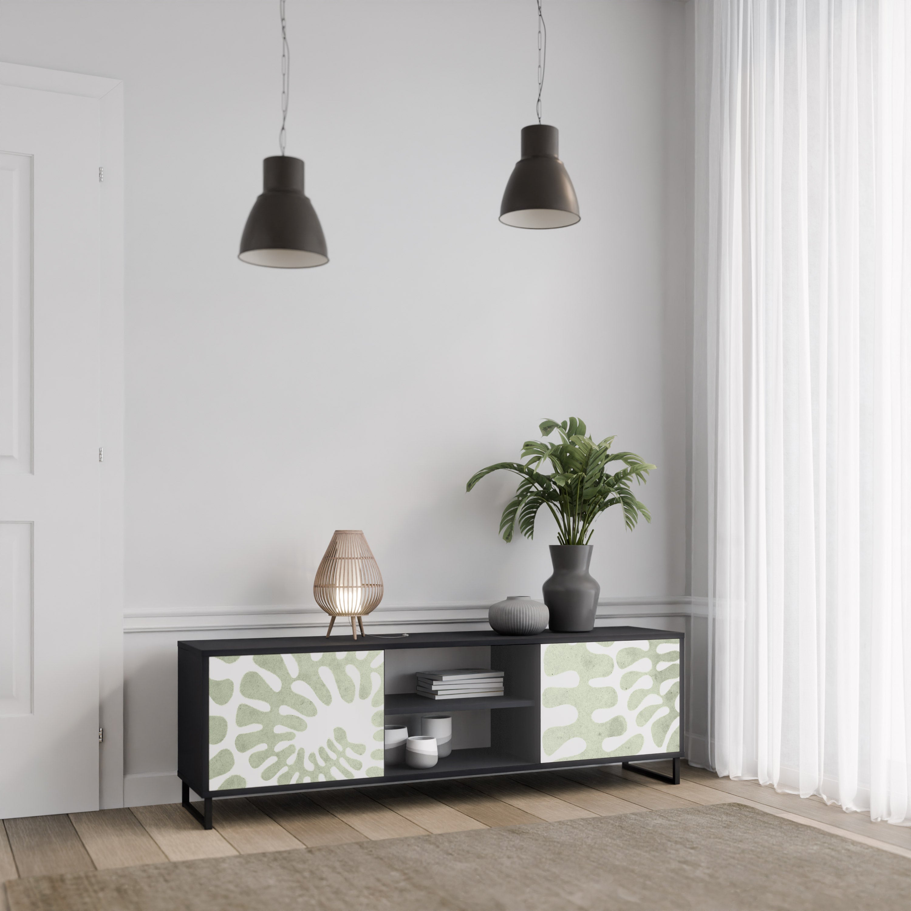 Mueble de TV de 2 puertas HELIX DANCE con acabado negro