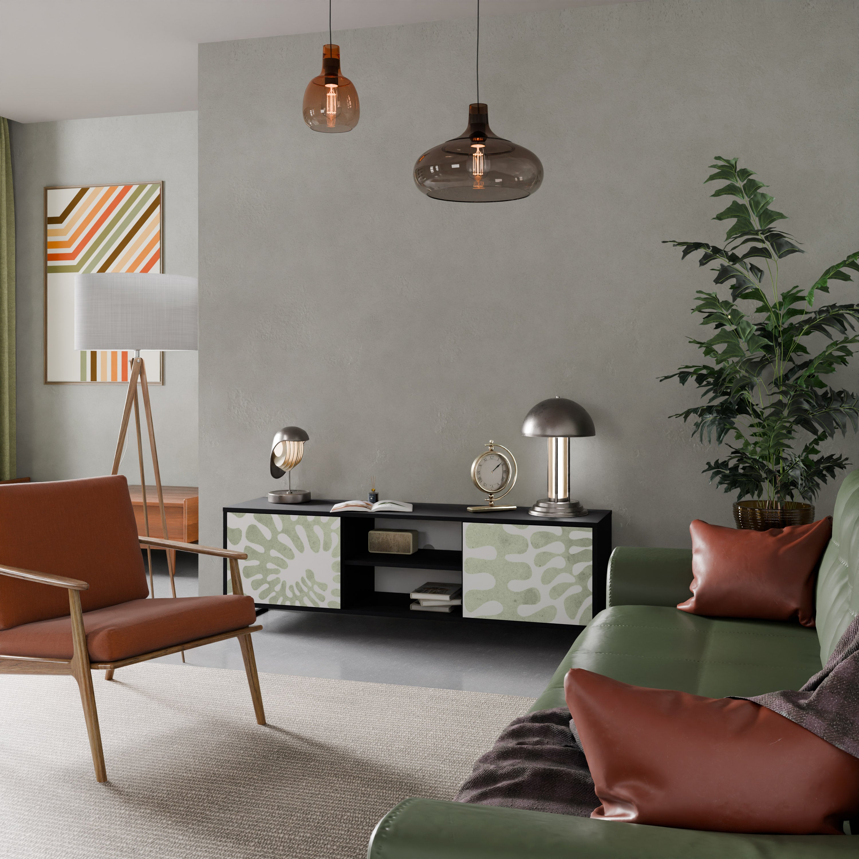 Mueble de TV de 2 puertas HELIX DANCE con acabado negro