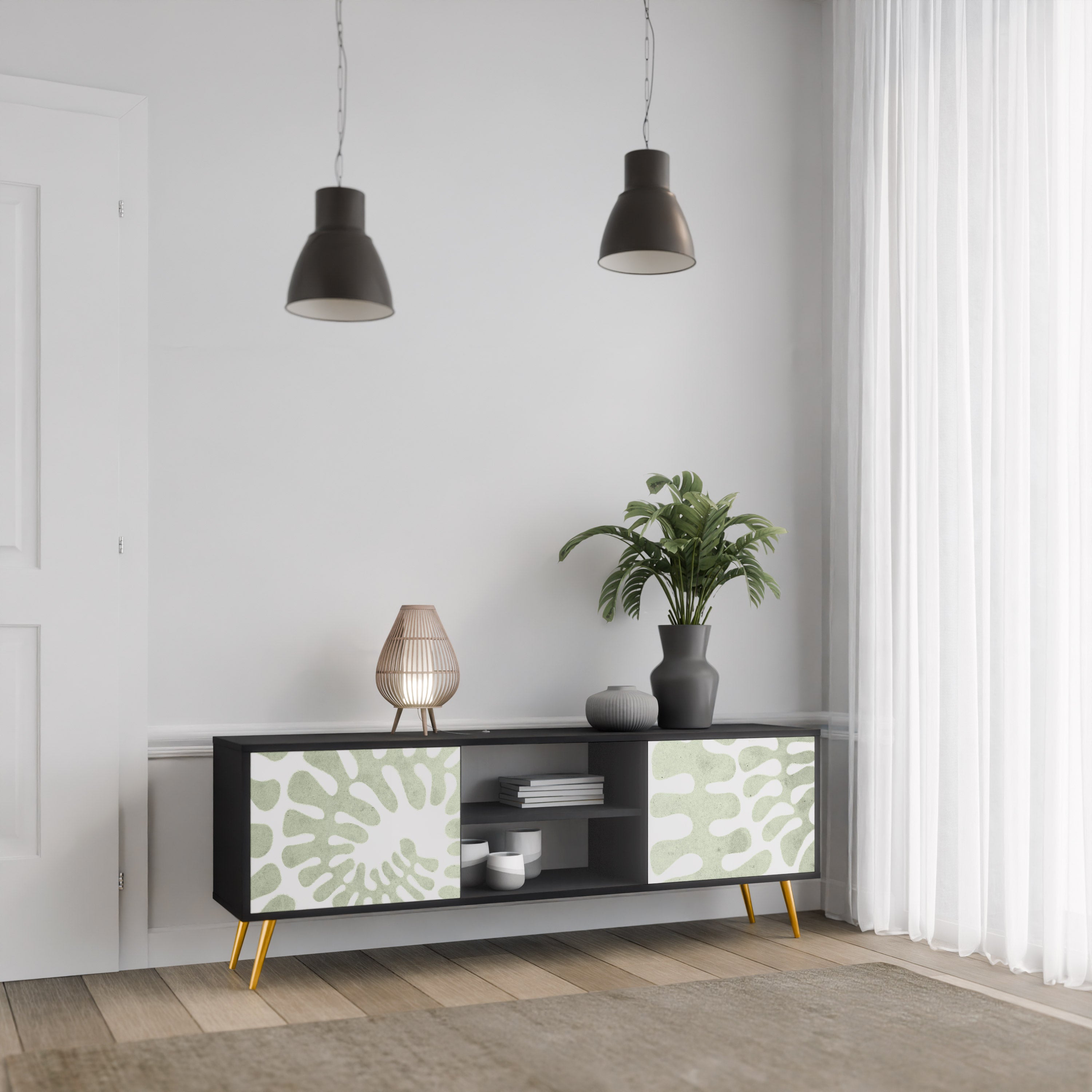 Mueble de TV de 2 puertas HELIX DANCE con acabado negro