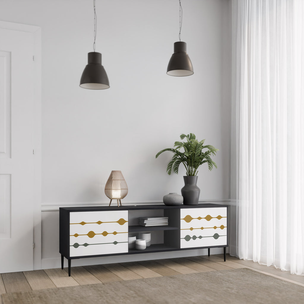 Mueble de TV de 2 puertas VIVID TONE con acabado negro