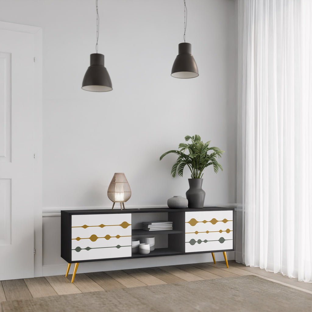 Mueble de TV de 2 puertas VIVID TONE con acabado negro