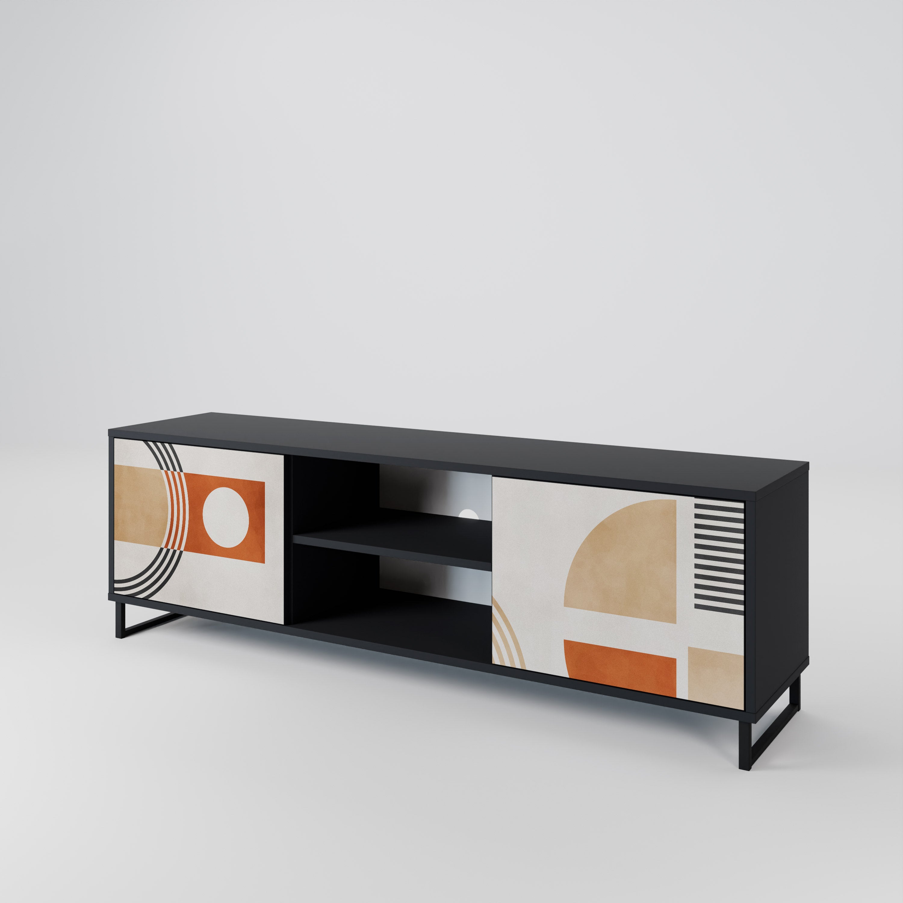 Mueble de TV de 2 puertas SPACE AROUND con acabado negro