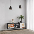 SPACE AROUND Mueble de TV de 2 Puertas en Acabado Negro