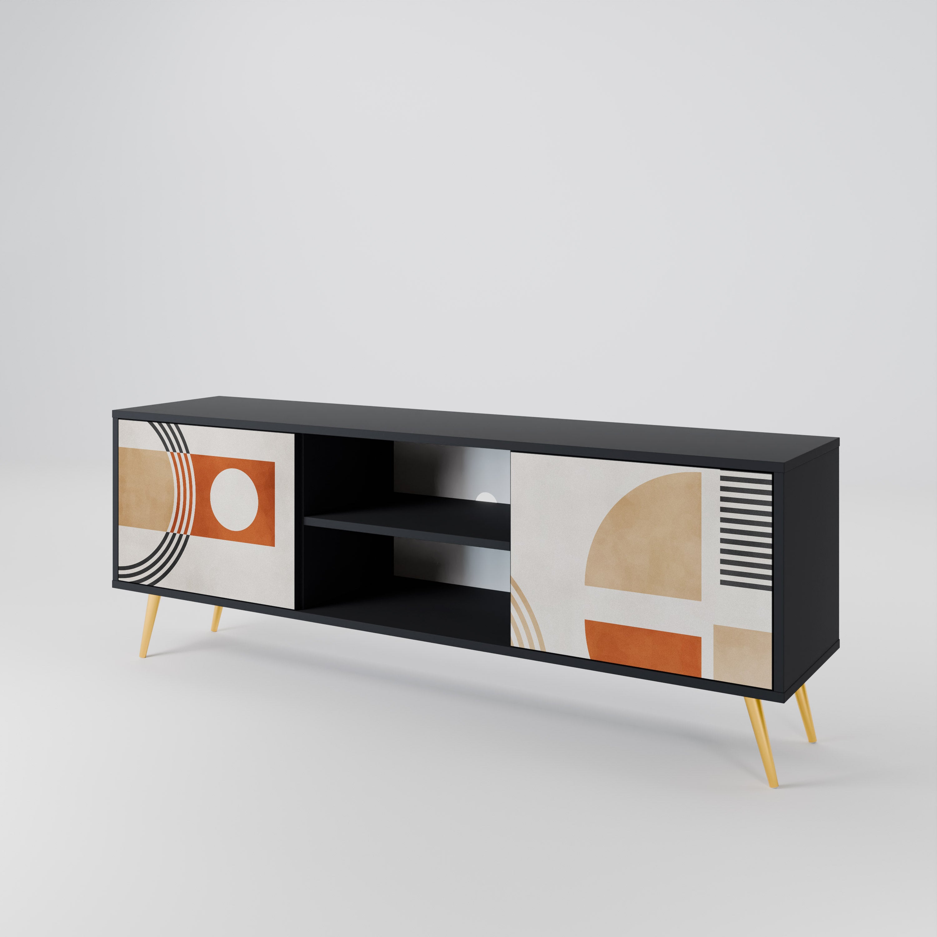 Mueble de TV de 2 puertas SPACE AROUND con acabado negro