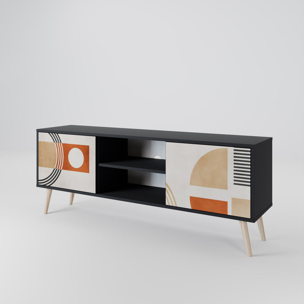 Mueble de TV de 2 puertas SPACE AROUND con acabado negro