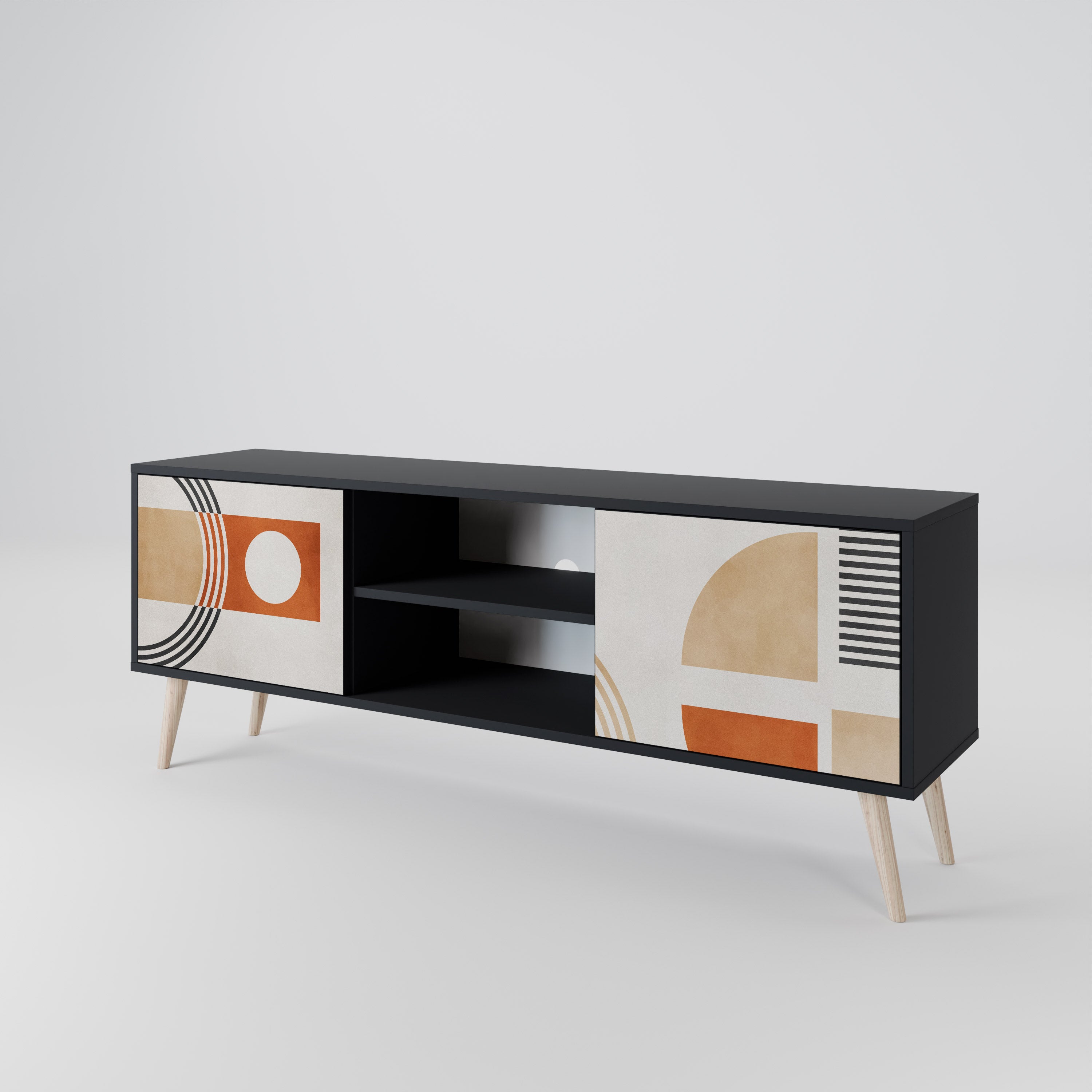 Mueble de TV de 2 puertas SPACE AROUND con acabado negro