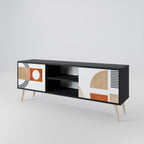 CIRCLE RHYTM Mueble de TV de 2 Puertas en Acabado Negro