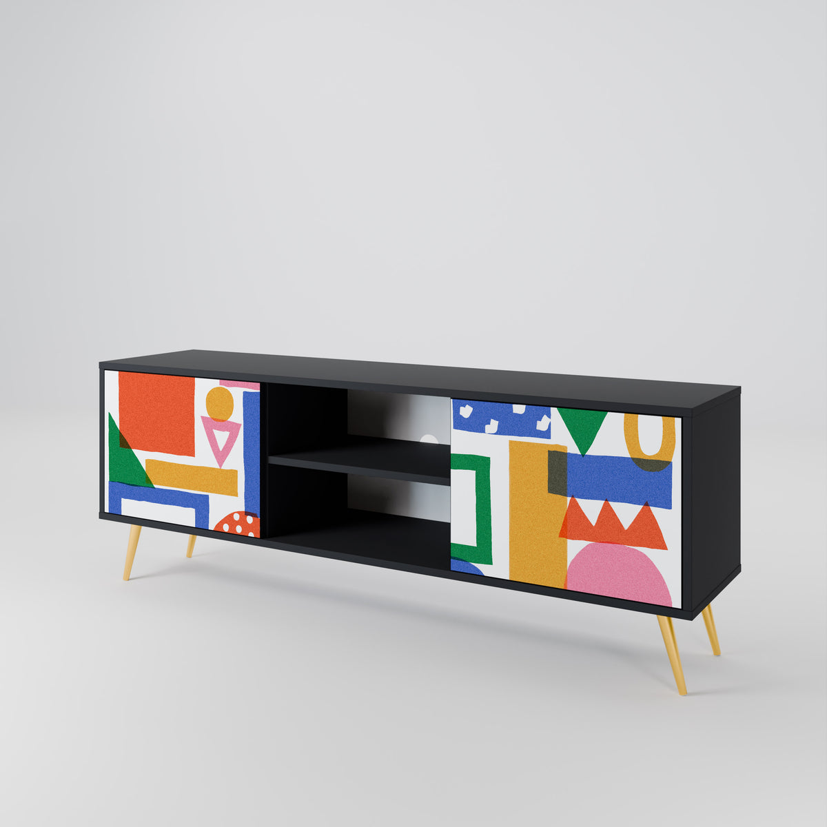 GEOMETRIC GLIMMER Mueble de TV de 2 Puertas