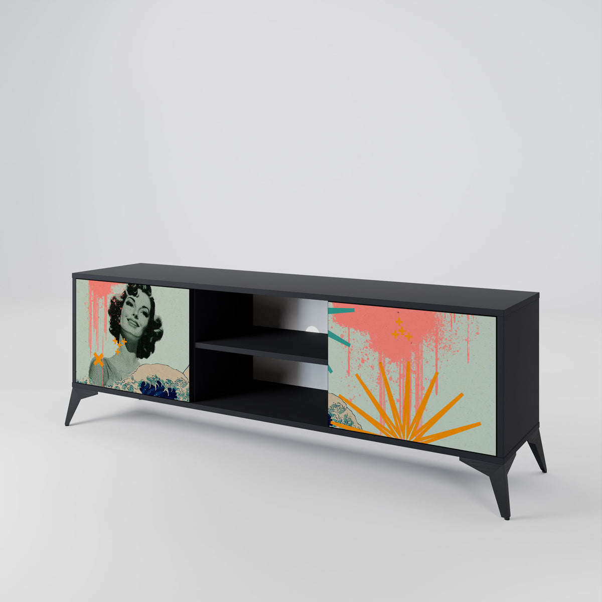 KANAGAWA BEAUTY Mueble de TV de 2 Puertas