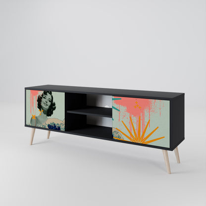 KANAGAWA BEAUTY Mueble de TV de 2 Puertas