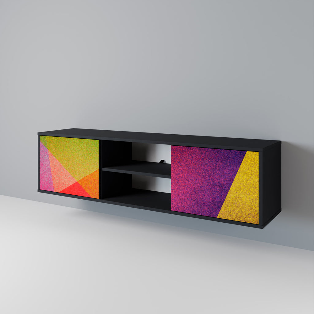 Mueble de TV de 2 puertas VIVID GEOMETRY con acabado negro