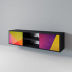 VIVID GEOMETRY Mueble de TV de 2 Puertas en Acabado Negro